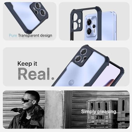 Image of Pikkme Moto G23 Back Cover | Crystal Clear Transparent Back | Ultra Hyrbid | Full Camera Protection | Raised Edge | Bumper Back Case (Blue)