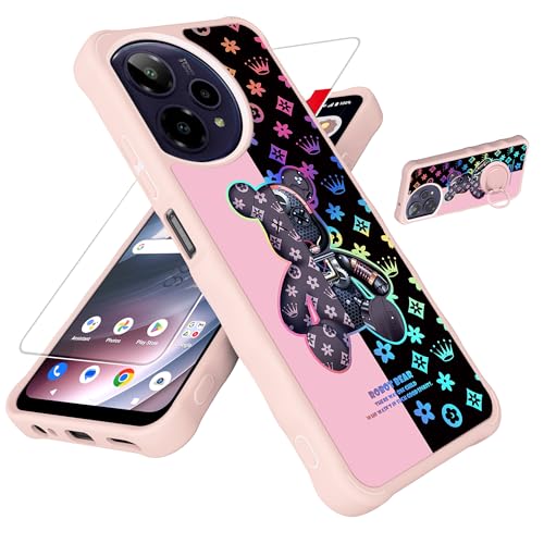 for ATT AT&T Verge 2 Case Compatible for Cricket Icon Plus 2026 Phone Case Cover [with Tempered Glass Screen Protector][Hard PC + Soft Silicone][Ring Support] [Colorful Reflect Light] IMDF-JXX