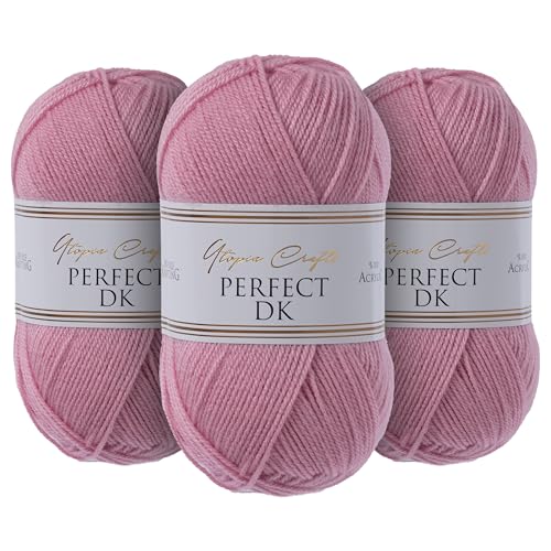 Utopia Crafts DK Double Knitting Yarn 3x 100g (Warm Pink)