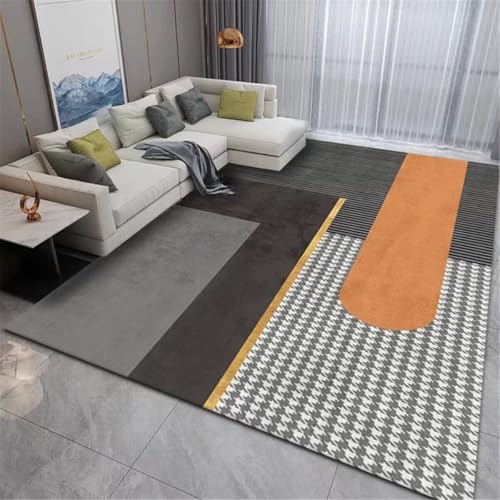 Tapis de cuisine géométrique moderne orange tapis déco 100x200cm