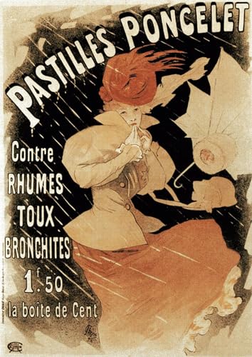 Affiche pour Pastilles Poncelet Jules Cheret Tableau Salon Vintage 60x90cm