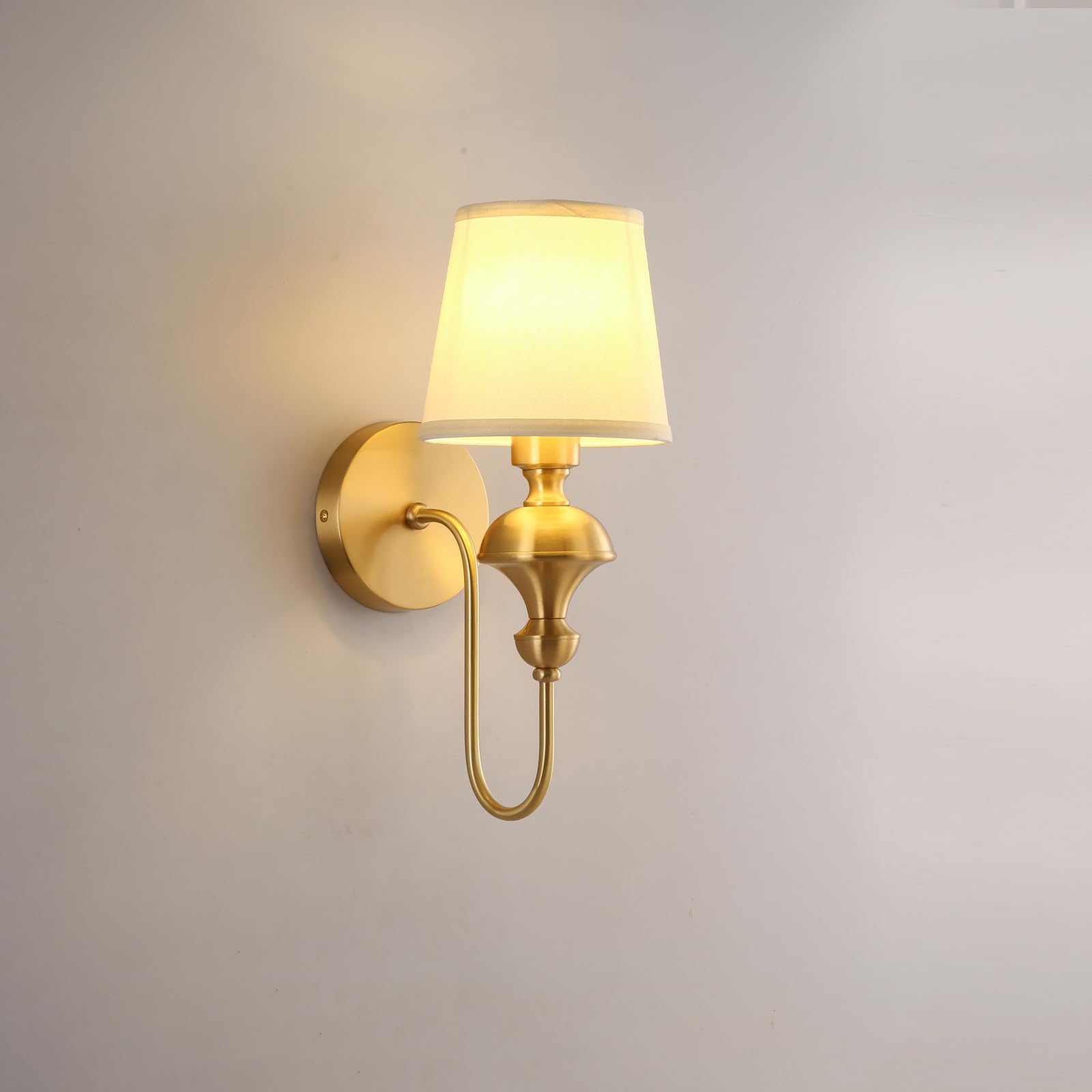HUAYUSEDF American Brass Wall Sconces Modern Minimalist Fabric Light Living Room Bedroom Study Villa Hotel Dining Corridor (B 1 Light)(E 1 Light)