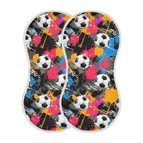 xigua Soccer Balls Muslin Baby Burp Cloths Set of 4, Super Soft & Absorbent Burping Rags, Cotton Burp Clothes Shower Gift for Newborn, Baby Girls and Boys2
