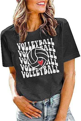 Volleyball Shirts Women Volleyball Mom T Shirts Game Day Team Tee Tops Graphic Casual Short Sleeve Shirts