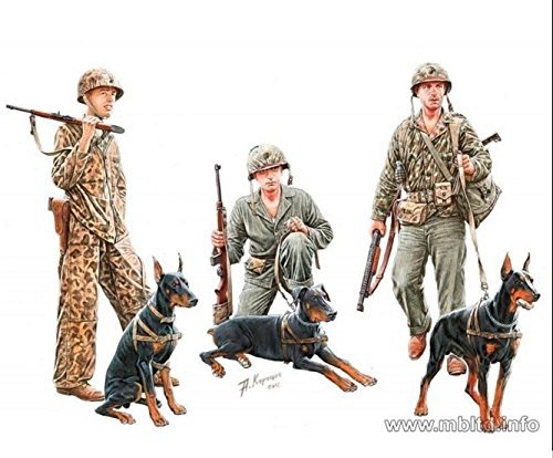Dogs in Service in the US Marine Corps, 3 figuras + 3 perros miniatura 1