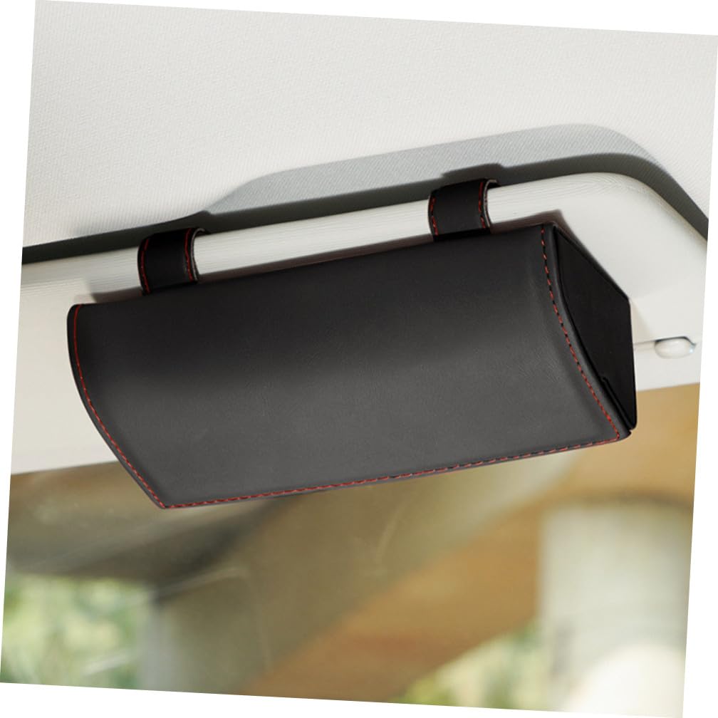 2piezas Estuche De Gafas De Sol para Coche Organizador De PU para Visera Caja De Almacenamiento Multifuncional para Gafas y Tarjetas