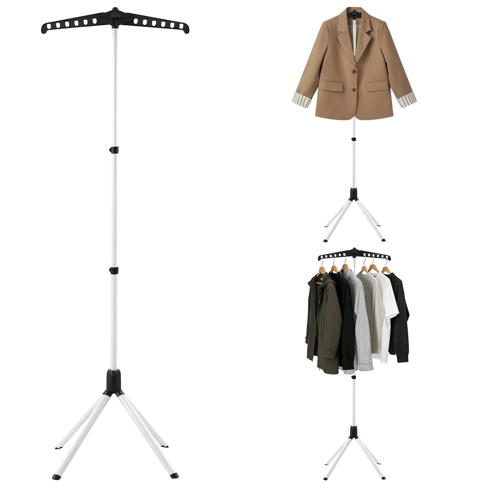 Anihet Adjustable T Shirt Display Stand, 29-57 Inch Fodable Clothing Display Metal Hanging Clothes Rack, Multiuse Clothing Mannequin for Vendors, Booth, Retail, Stores, Trade, Events(Black)