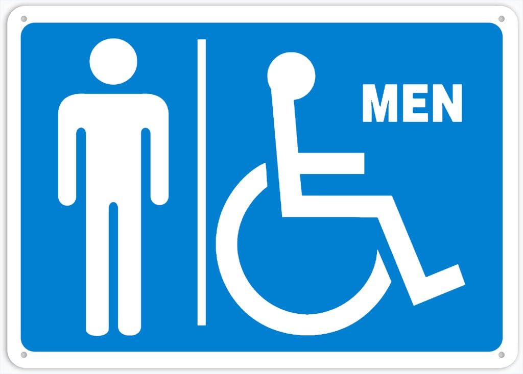 8"x12" Aluminum Metal Sign - Handicapped Accessible Men Restroom - Indoor & Outdoor Use For Home, Office, Work