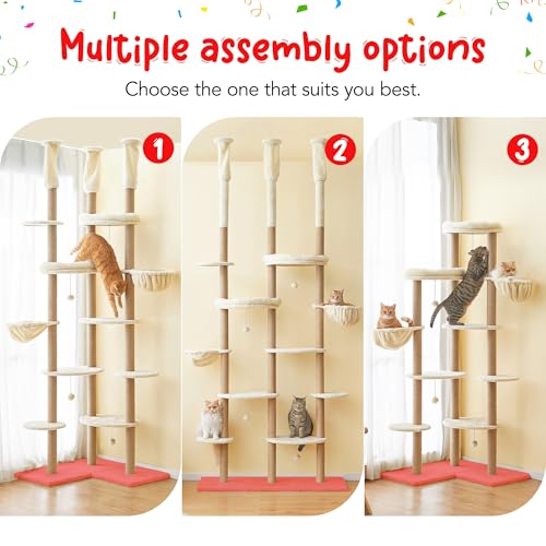 Torre para gatos ajustable Beige 102 in altura miniatura 5