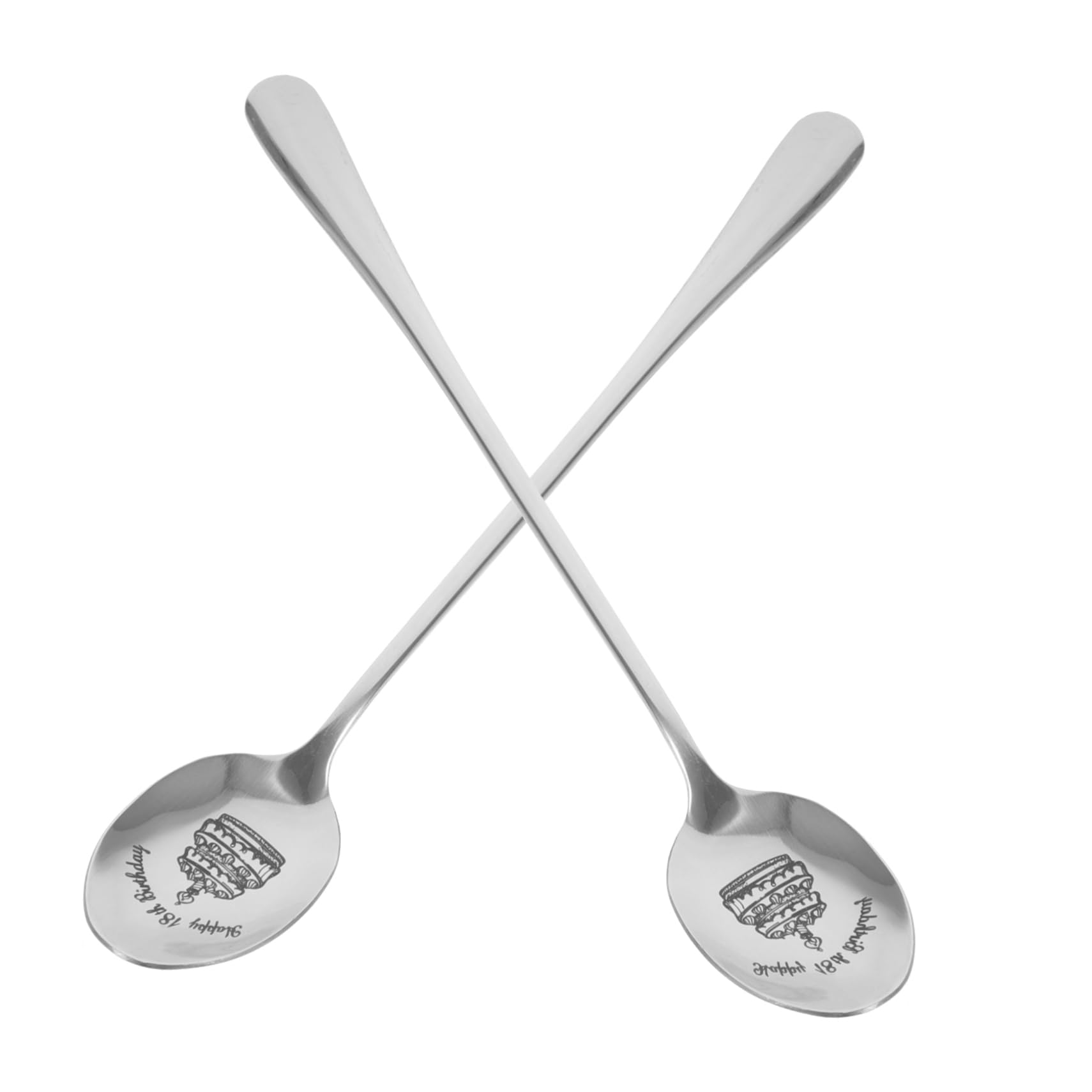 KICHOUSE 2pcs Birthday Spoon 18th Birthday Multi-function Dessert Spoon Portable Tea Scoop 18th Birthday Jewellery Tasting Spoons Convenient Dessert Spoon Stainless Steel