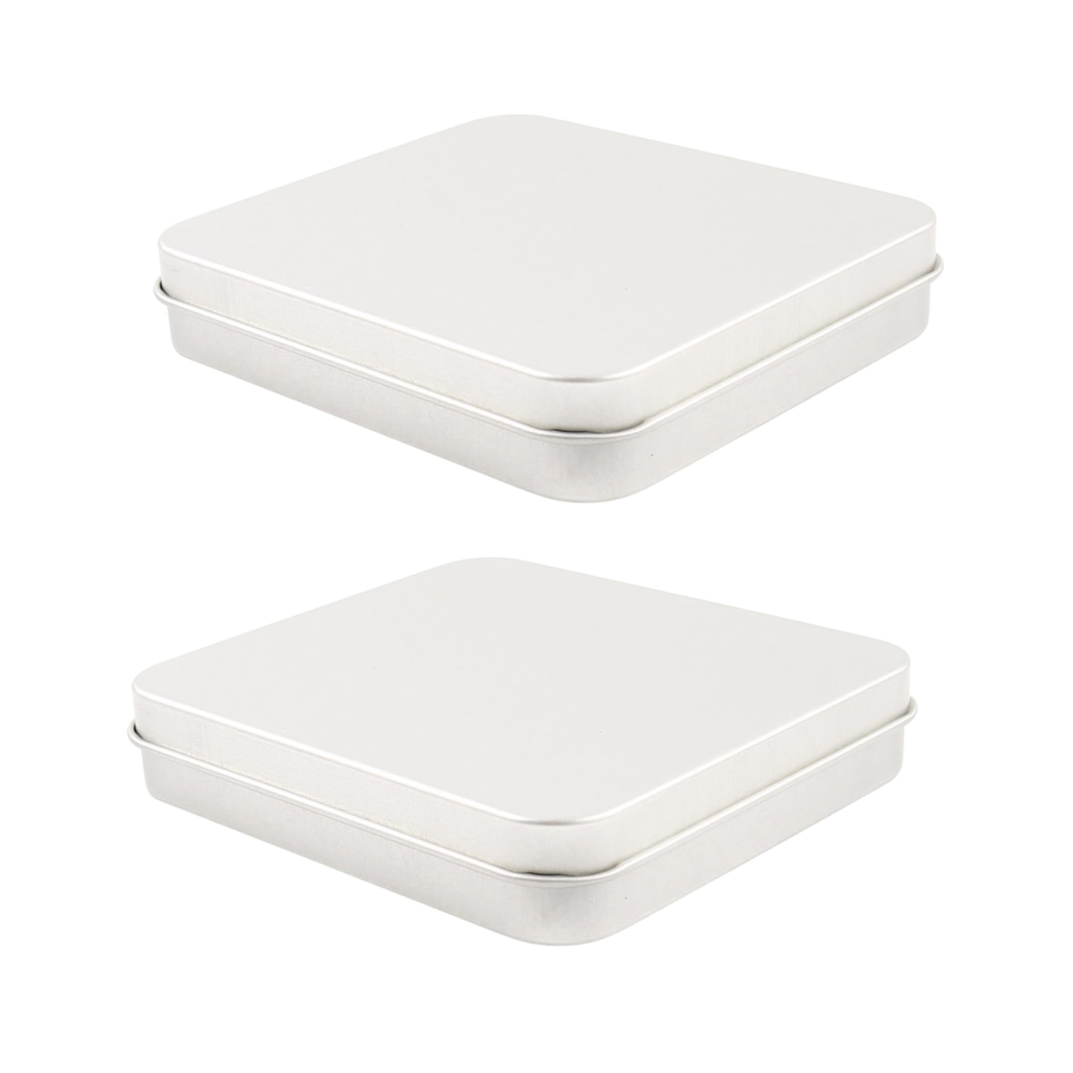 Vagocom2Pcs Travel Floss Picks Dispenser, 3.62 x 3.23 x 0.71inch / 9.2 x 8.2 x 1.8cm Reusable Floss Pick Holder Boxes, Portable Empty Metal Floss Picks Case(Silver)