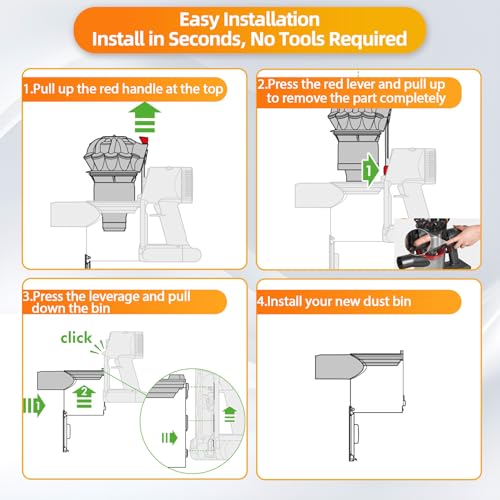 Image of Dust Bin Replacement Parts Compatible with Dyson V7 /V8 (SV11 /SV10) Vacuum Cleaner, Hygienic Bottom-Open Canister Quick-Release 0.54 L (V7 /8)