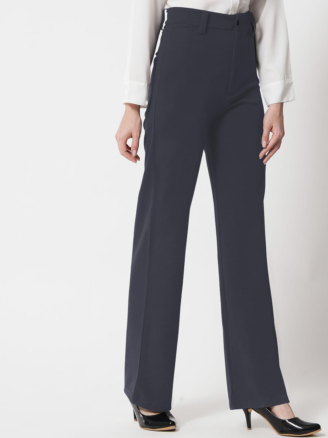 Toochki Pantalones de cintura alta para mujer, estilo coreano, ropa de trabajo elegante para la oficina