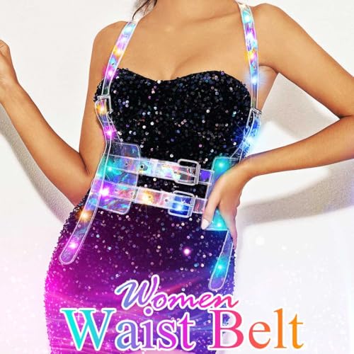 Nicute LED Waist Harness Belt Light Up Wide Harness Belt Fashion Waist Strap Disco Rave Adjustable Accessory Belts for Women3