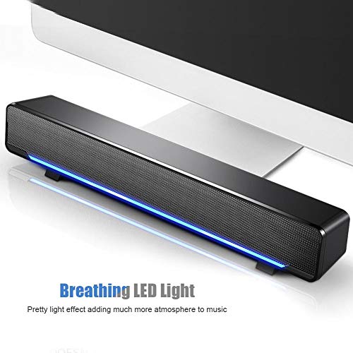 USB Soundbar PC Lautsprecher, Wired Stereo Soundbar Musik-Player Bass Surround Soundbox 3,5 mm Eingang für Desktop/Laptop/TV/Smartphone/Tablet / MP3 / MP4(Schwarz) – Bild 4