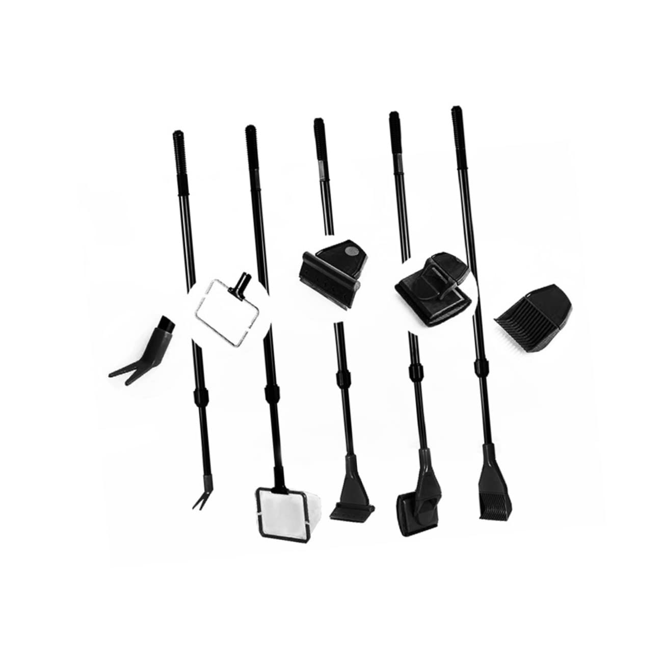 Yardwe Complete Aquarium Tools Fish Tank Brush Set Net Rake Scraper and Clip Easy Assembly for Fish