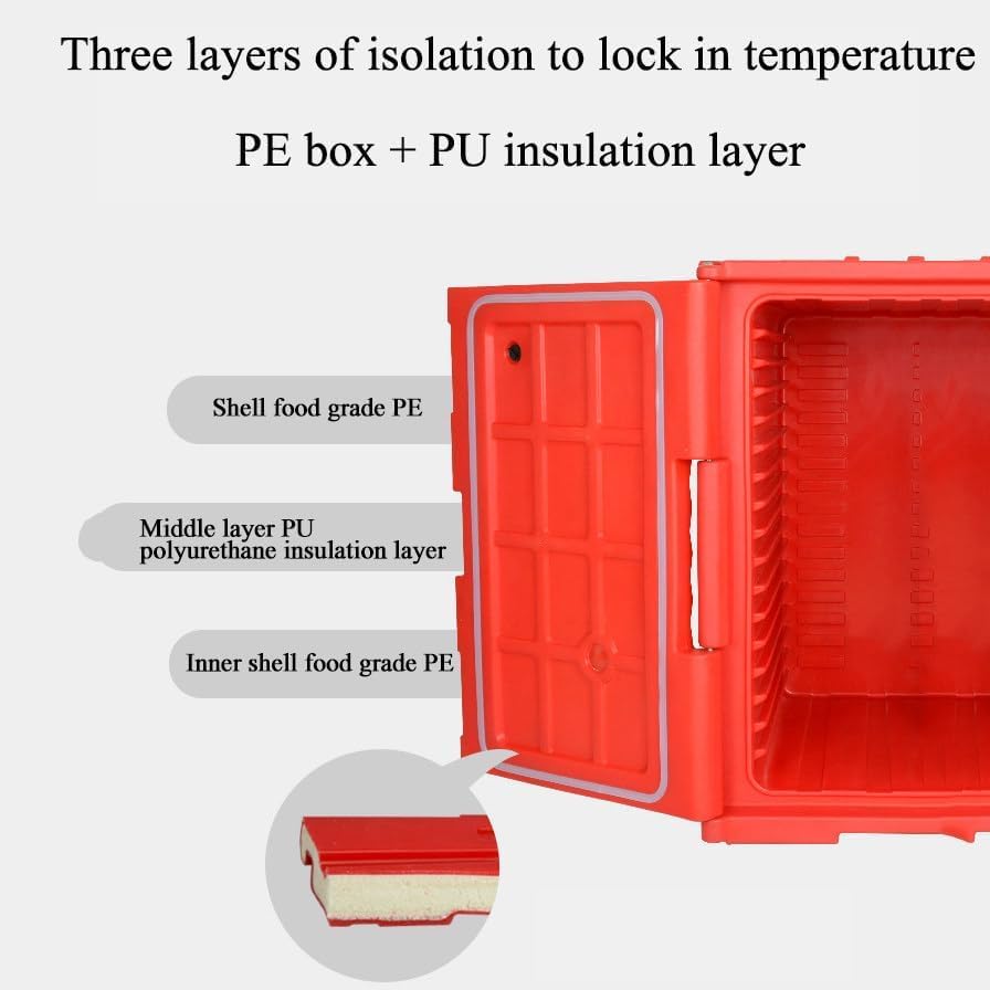 Transportador de alimentos aislado, material LLDPE de grado alimenticio, diseño de carga frontal para catering, calentador de sopa portátil, ideal para el transporte de alimentos