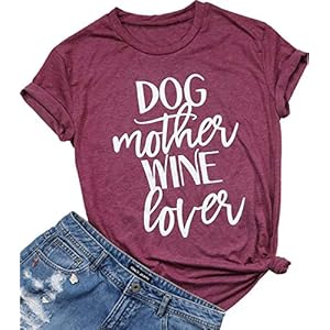 Dog Mother Lover Shirt Dog Mom T Shirt Shirts Women Funny Letter Print Short Sleeve Tees Tops Burgundy