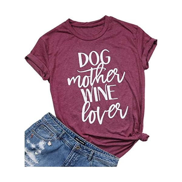 Dog-Mother-Wine-Lover-Shirt-Dog-Mom-Drinking-T-Shirt-for-Women-Funny-Letter-Print-Short-Sleeve-Tees-Tops Dog Mother Lover Shirt Dog Mom T Shirt Shirts Women Funny Letter Print Short Sleeve Tees Tops Burgundy