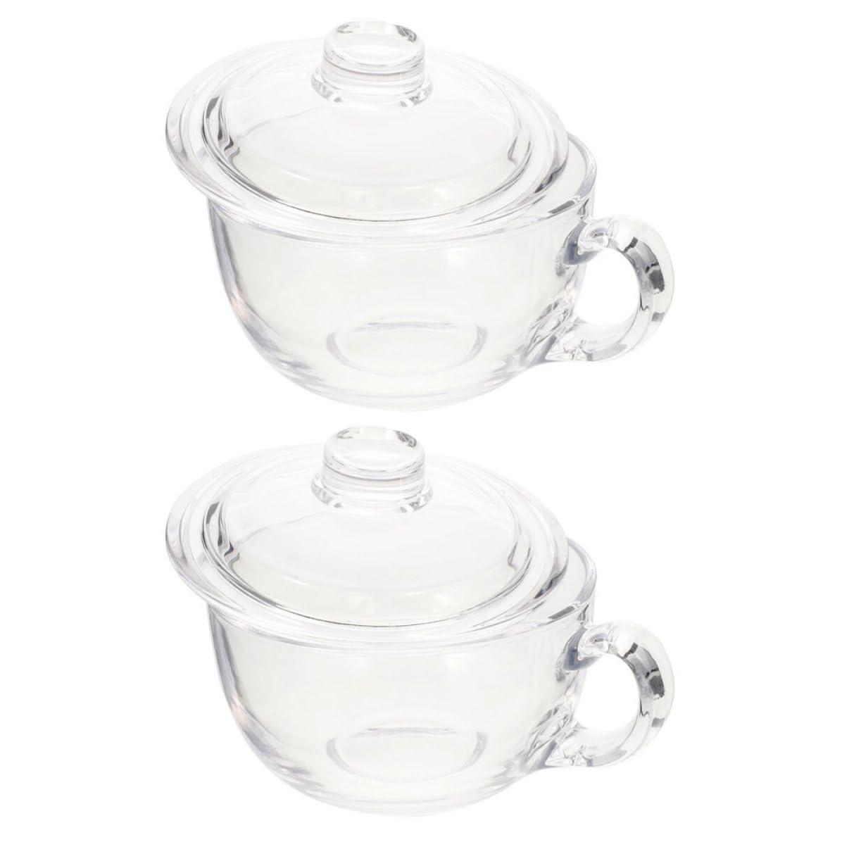 2 Tazas de Vidrio para Beber 600ml, con Tapa, Sencillas y Elegantes | Juego de 2 Piezas, Vidrio Transparente, Uso en Hogar y Restaurante, Formato Versátil para Leche, Té o Agua