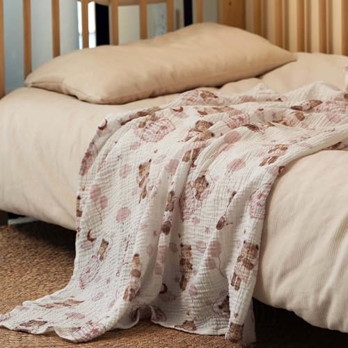 Image of GLLQUEN BABY Muslin Swaddle Blankets for Newborn Girls, Large 40''x38'' | 3Pk, 100% cotton, ultra soft and breathable, gentle on sensitive newborn skin, Multi-use as swaddle wrap, receiving blankets