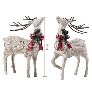Cedar home resin holiday figurine decorative christmas deer tabletop statue decor 2 pack  urban country home decor