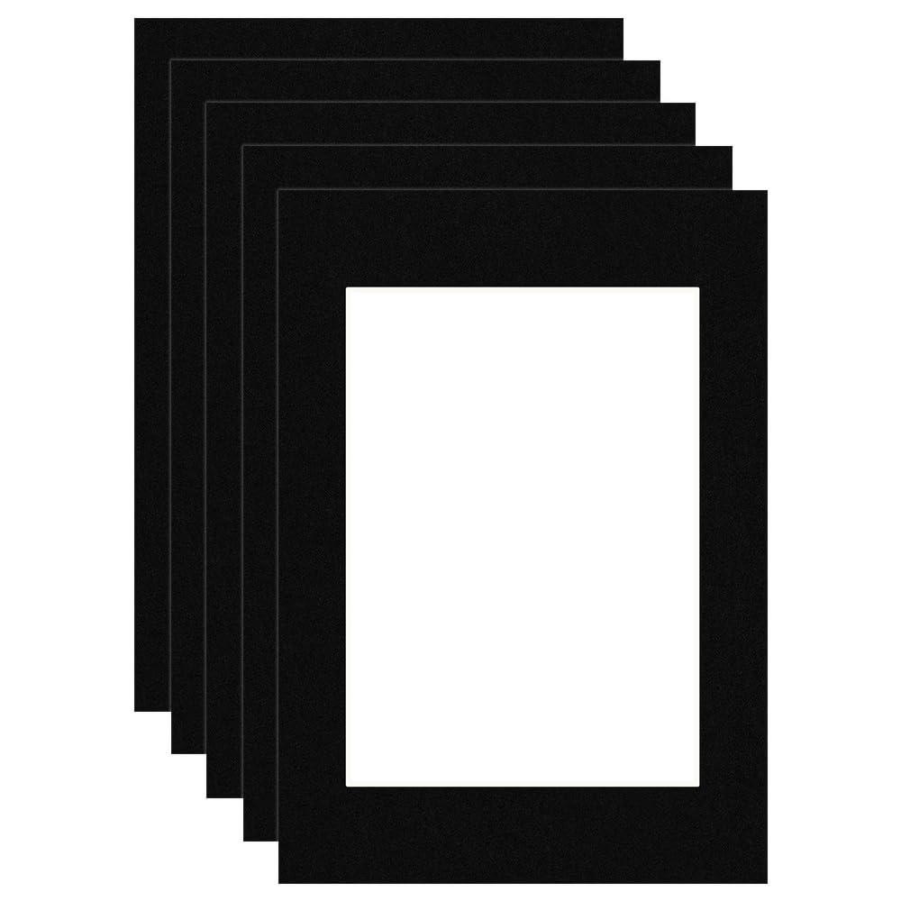 Procut Global A3 Black Picture Mounts Board to Fit A4 Aperture Size - Photo Mount Card Ideal for Prints, Artwork, Crafts & Certificates - Sizes & Colors Available - Pack of 5