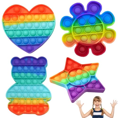4 Stück Pop it Spielzeug Set, 11 cm x 11 cm Popit Bubble Sensory Fidget...