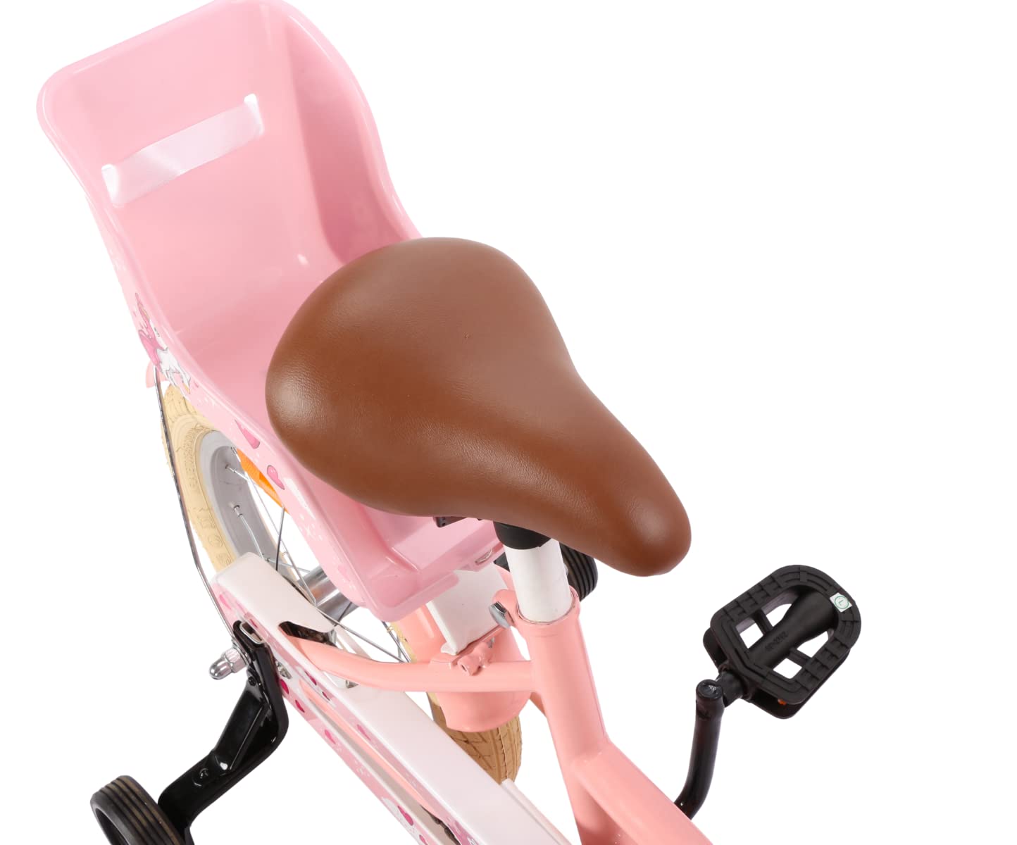 Dolly Kinderfahrrad 14 Zoll | Ab 3-5 Jahre | einfache Montage (95% vormontiert) | Kinder Fahrrad für Mädchen/Jugend | Kleidergröße von 98 bis 108 cm | inklusive Stützräder