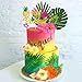 13 PCS Hawaiian Flower Cake Toppers Summer Cake Decoration with Palm Leaves and Hibiscus Flower for Hawaiian Aloha Flamingo Themed Birthday Supplies (Type 2)