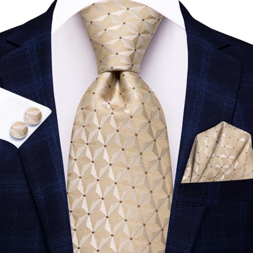 Image of Hi-Tie Men 63inches Tie Set Extra Long Necktie Paisley Tie Pocket Suqare Cufflinks Big and Tall Men Tie