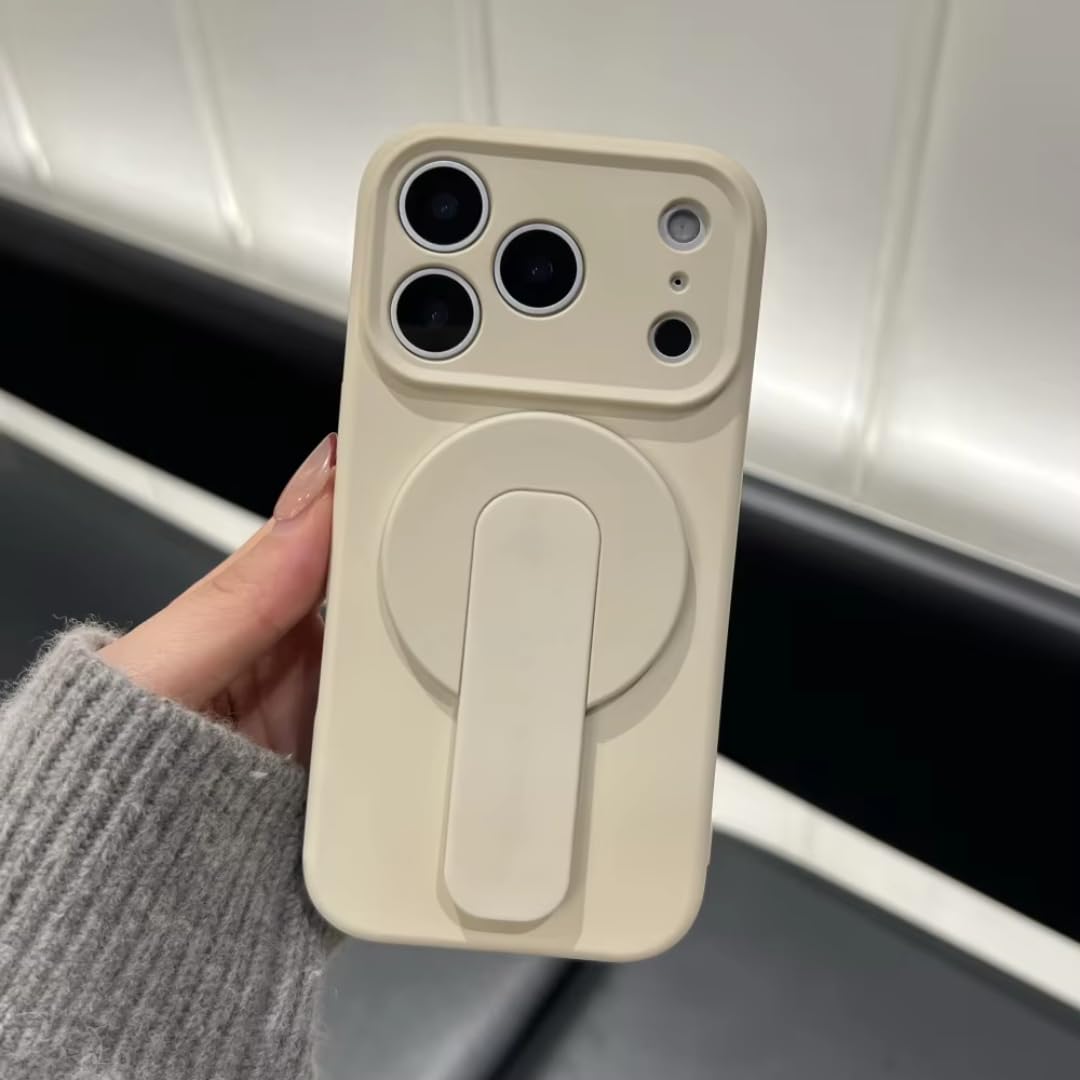Custodia con supporto in silicone liquido per iPhone 17 Air 16 Plus 15 14 13 12 Pro Max 16e con cover posteriore morbida magnetica (per iPhone 16e/Bianco antico)