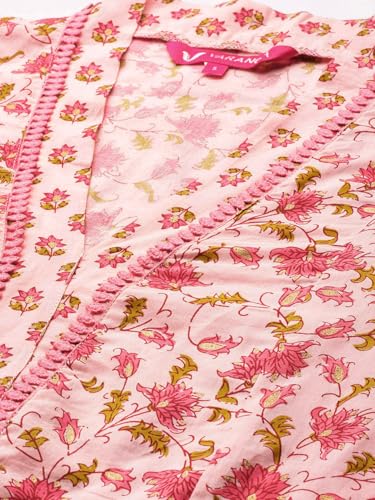 Image of Varanga Women Floral Printed Regular Pure Cotton Kurta with Trousers & With Dupatta
