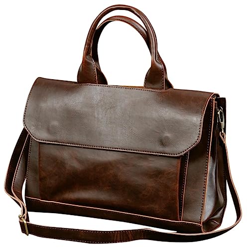 1pc Fashion Pu Leather Briefcase for Men Portable Laptop Bag Double Handle Versatile Crossbody Design for Business Trips and Daily Use