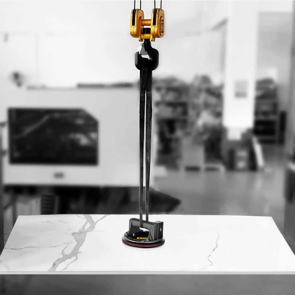 Mit 4X Akku, 2er 8" LED Elektrischer Saugheber Max 300KG Vakuum Saugnapf | Starker Selbst Nachsaugend Glasheber Geeignet für schweres Glas Fliesen EisenplatteSchiefer,Saugnäpfe für Materialtransport