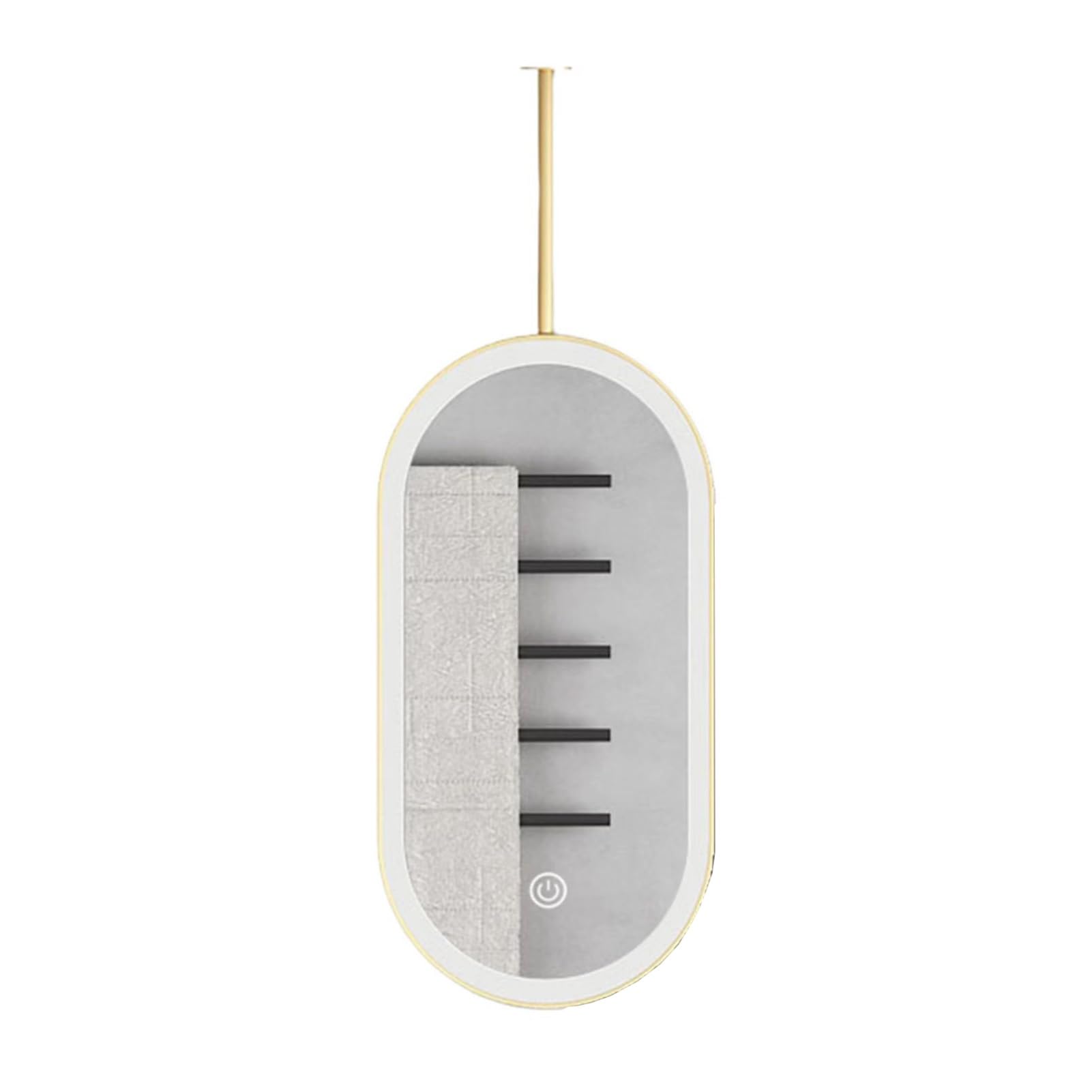 MESOVFCA Oval LED-Illuminated Mirror, Bathroom, Illuminated with 3 Dimmable Colors, Suitable for Entryways, Cloakrooms, and Home Decor(Gold,60x120cm)