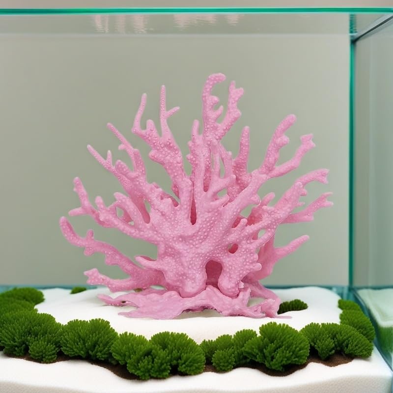 Image of Pink Aquarium Coral Fish Tank Decorations Aquarium Landscape | Realistic coral aquarium decoration, 5.9 inch x 4.7 inch , suitable for fish, works for freshwater /saltwater tanks, easy to clean
