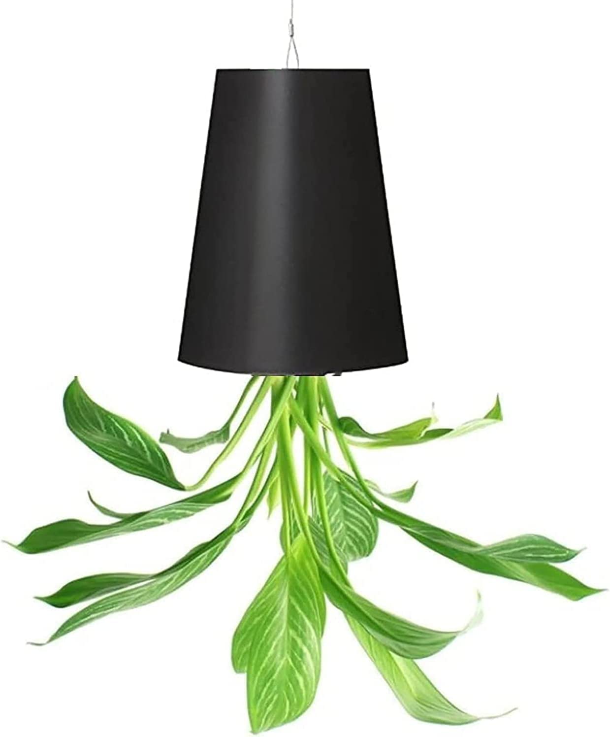 BLOSSOMLIFEUpside-Down Plant Flower Pot Hanging Planter,Inverted Sky Hanging Flower Pot,Garden Fence Basket Plant Pot Planter Decor (Black)