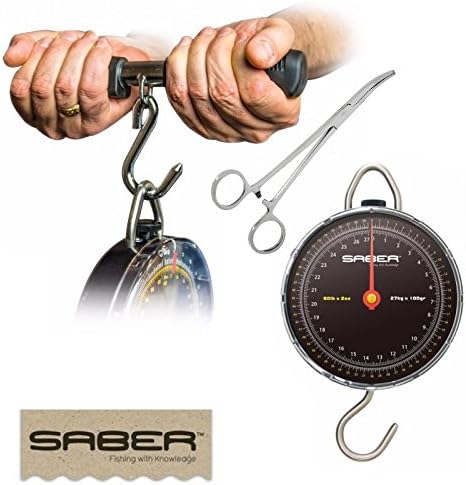 SaberCARP FISHING DIAL SCALES 27K / 55LB COMPLETE WEIGH BAR + FORCEPS