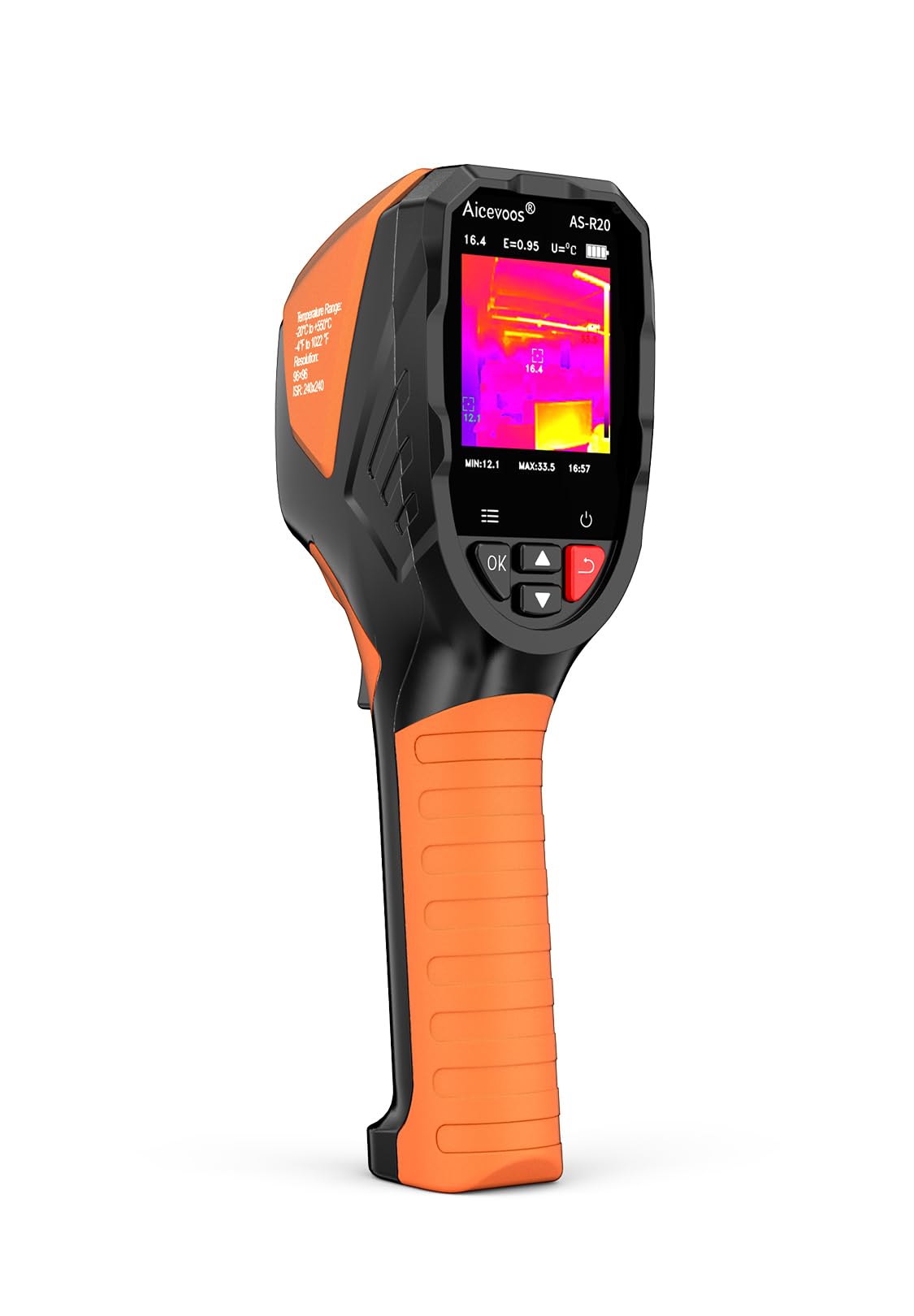 R20 Wärmebildkamera SuperIR 240 x 240 IR-Auflösung Thermal Imaging Camera 25 Hz Bildwiederholrate, -4°F to 1022°F Infrarot-Thermometer, Kompakte handheld Thermokamera mit Laserpointer