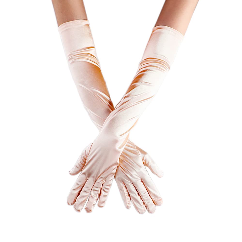 Classic Women's Gloves Long Elastic Elegant 1920s Style Evening Gloves Satin Gloves Gothic Opera Festive Party Wedding Bridal Gloves for Festive Fancy Dress Costumes Carnival Champagne — image 1