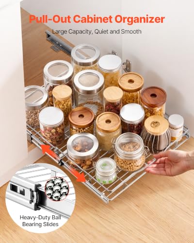 Image of VEVOR Pull Out Cabinet Organizer 16.93 inchW x 21.06 inchD Steel Slide Out Drawers
