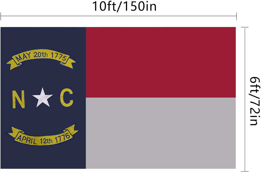 North Carolina Flag 6x10,Fully Embroidery Technique,Tear Resistant,Sewn Stripes and Brass Grommets,Upgraded High-strength Polyester Fabric,All Weather Durable State Flags.