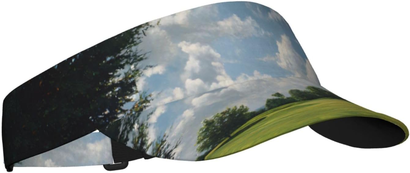 (Golf Course) Adult Sun Visor Hat Adjustable Open Top Sports Cap Breathable for Men Women Beach Vacation Essentials Black