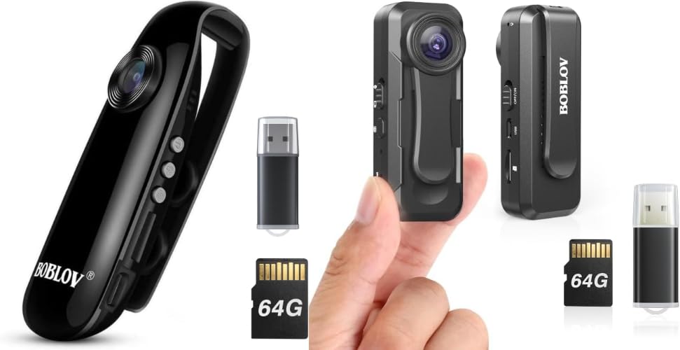 BOBLOV 007 64GB Small Body Cameras, Easy-User-Friendly, Portable Pocket Tiny Body Cams W1 1080P 64GB Body Camera, Wearable Camera Support 90 Minutes with Loop Recording, Easy to Use and Tak