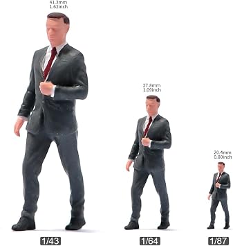 1/87 1/64 1/43 1/24 Scale Miniature Action Figure Doll Model Walking Man Wearing Suit Resin Figurine Model Creative Scene Dolls Props for Cars Display (Painted, 1:24 Scale)