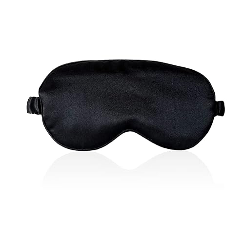 Sleep Mask 100% Mulberry Silk Eye Mask, Blinder for Total Blackout & Zero Pressure,Eye Mask for Sleeping with Travel Pouch & 2 Ear Plugs for Side Sleepers, Men & Women(Black) - Black