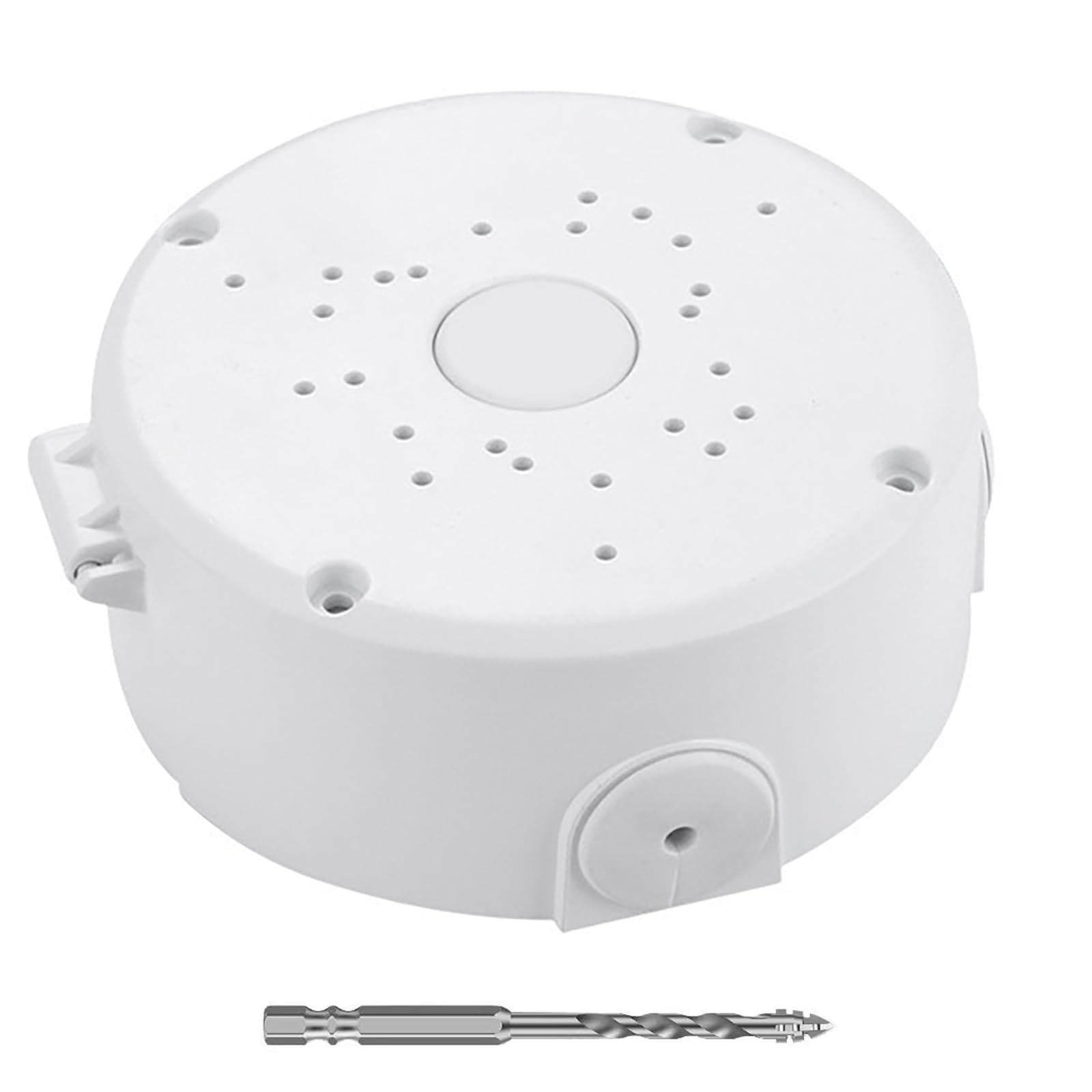 Universal Security Camera Flip Junction Box Mount Bracket, Rainproof Plastic IP Camera Base, Wall Ceiling Mount Hide Cable Bracket for Electric Enclosure, Indoor/Outdoor CCTV Cams (Rround-White-1 PCS)