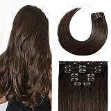 clip in hair extensions real human hair 70G Dark Brown 100% Remy Human Hair Clip in Extensions Soft