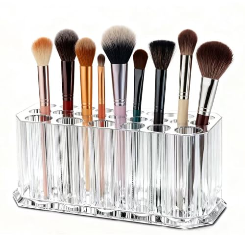Image of Clear Acrylic Lipstick Organizer Makeup Nail Brush Eyeliner Lip Liner Holder 26 Spaces Cosmetic Display Case